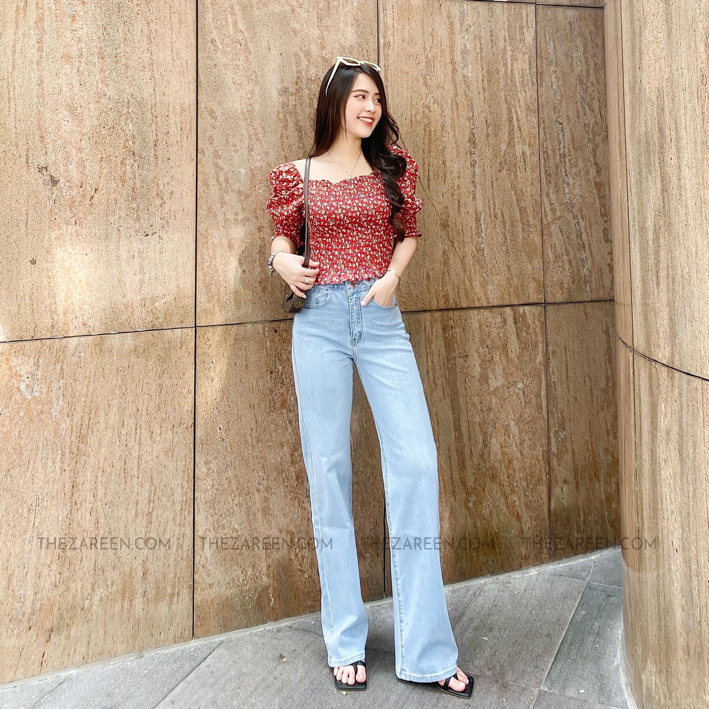 QUẦN JEANS SUÔNG 4 NÚT ZAREEN JEA108 XANH NHẠT