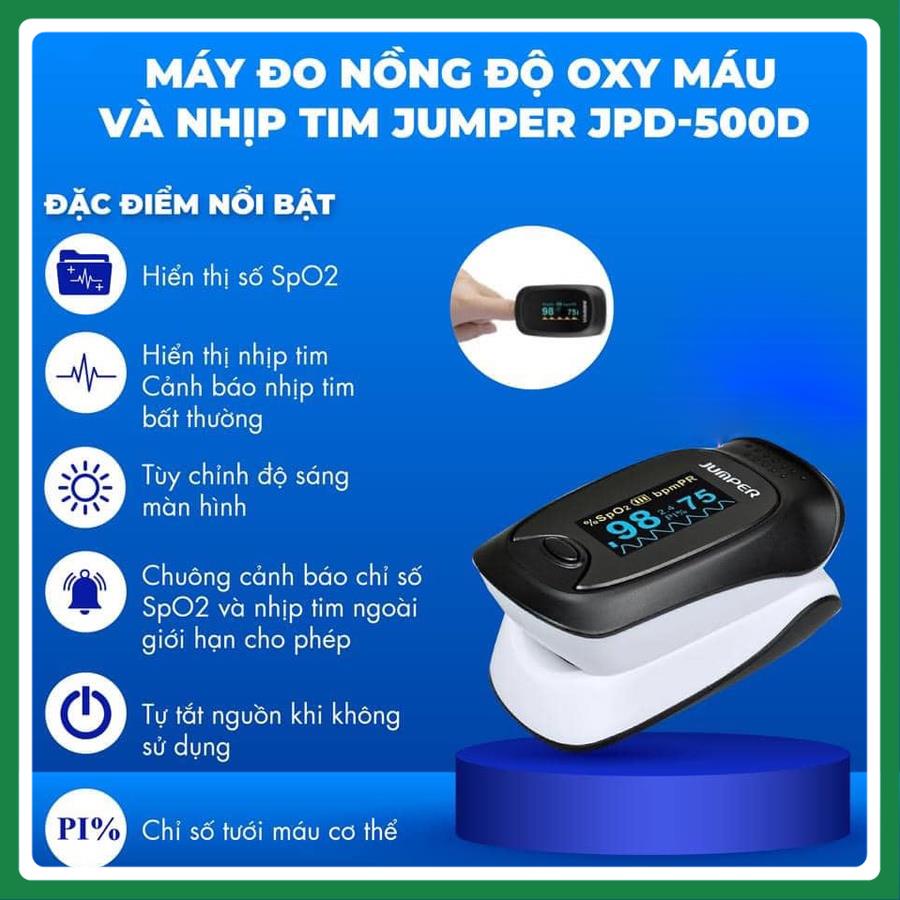 [Thương Hiệu Đức] Máy Đo Nồng Độ Oxi Trong Máu Và Nhịp Tim Jumper 500D | Bảo Hành 24 Tháng