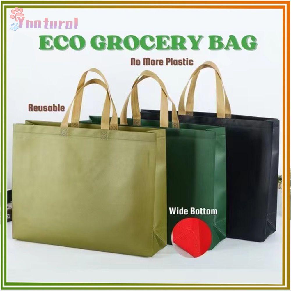 YNATURAL Reusable Eco Grocery Bag DIY Handbag Ecobag Non Woven Tote Durable with Handle Green Blue Water Resistant Gift Bag/Multicolor
