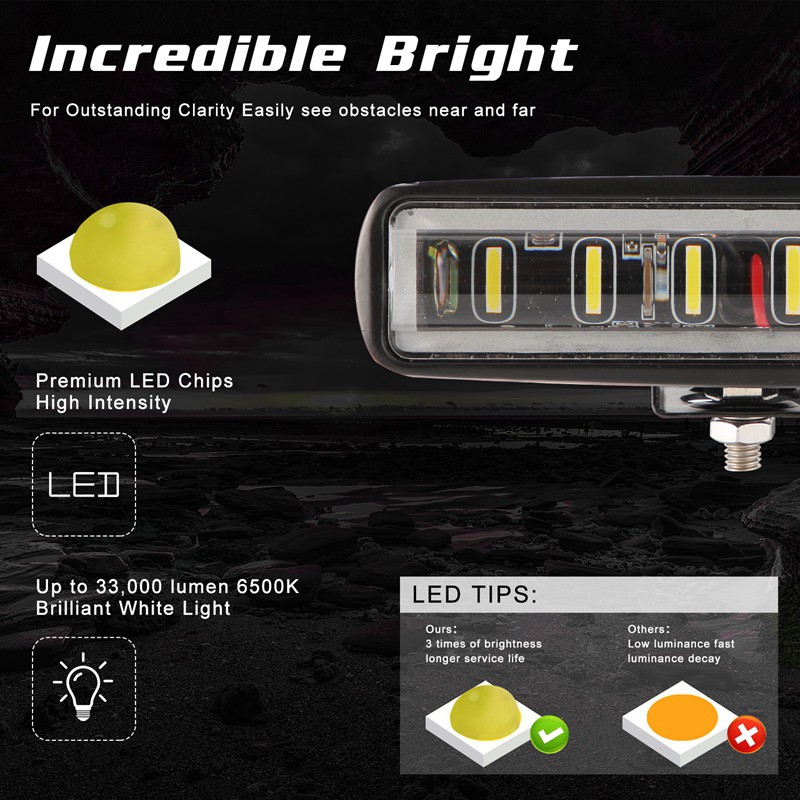 Đèn LED siêu sáng 6 inch 90W 6 inch cho xe hơi 12V 24V ATV 4x4
