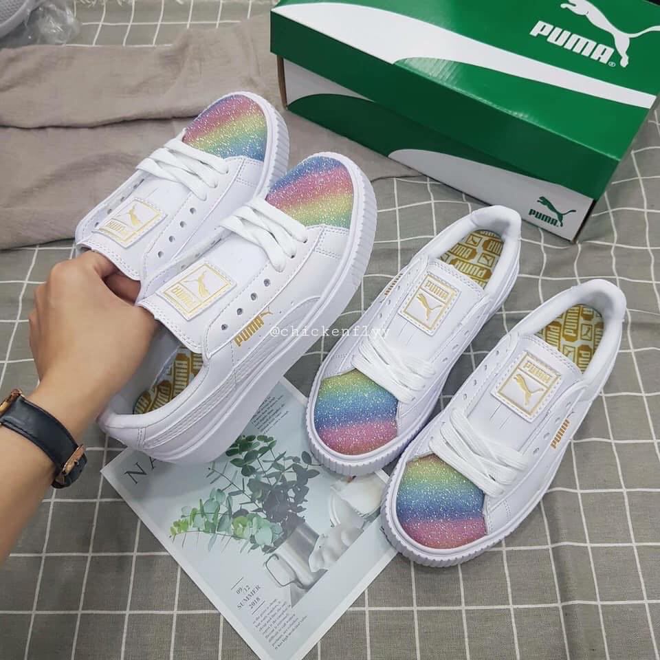 Giày sneaker thể thao Pm mũi nhũ - Đế bằng