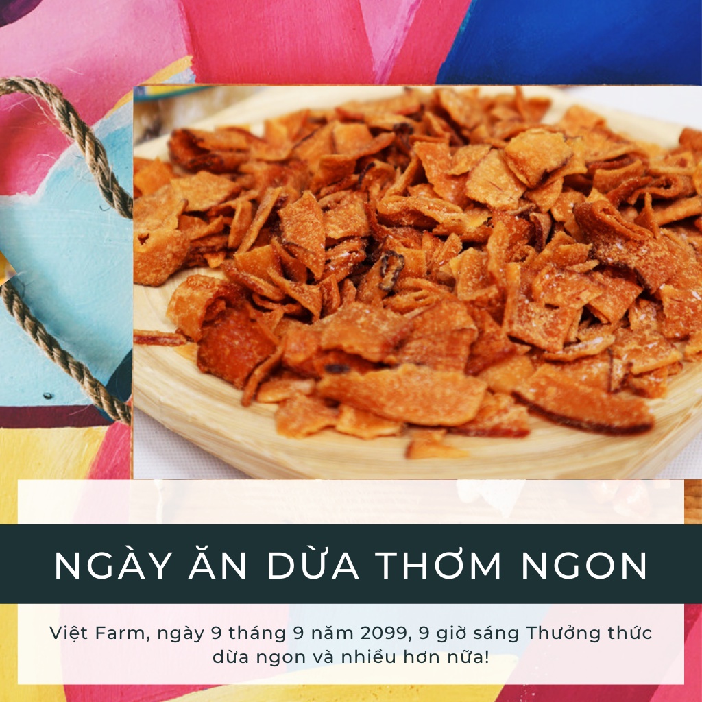 Dừa sấy loại 1, Dừa Ngậm Sữa Sấy Béo Giòn Việt Farm Hũ 150g - 250g