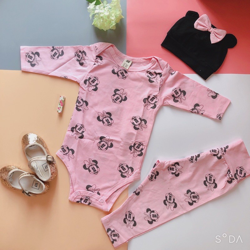 Set body 3 chi tiet Minnie HM cho bé gái 3-24m