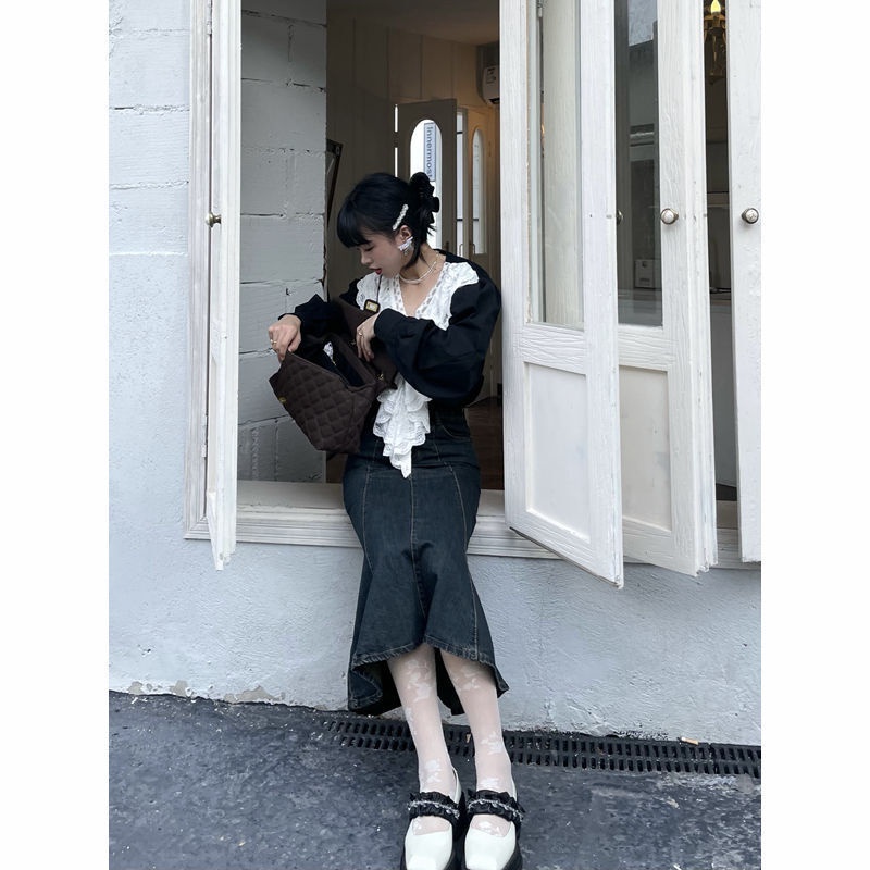 ANTUSON New Fashion Women'S High Waist Skirt Denim Korea