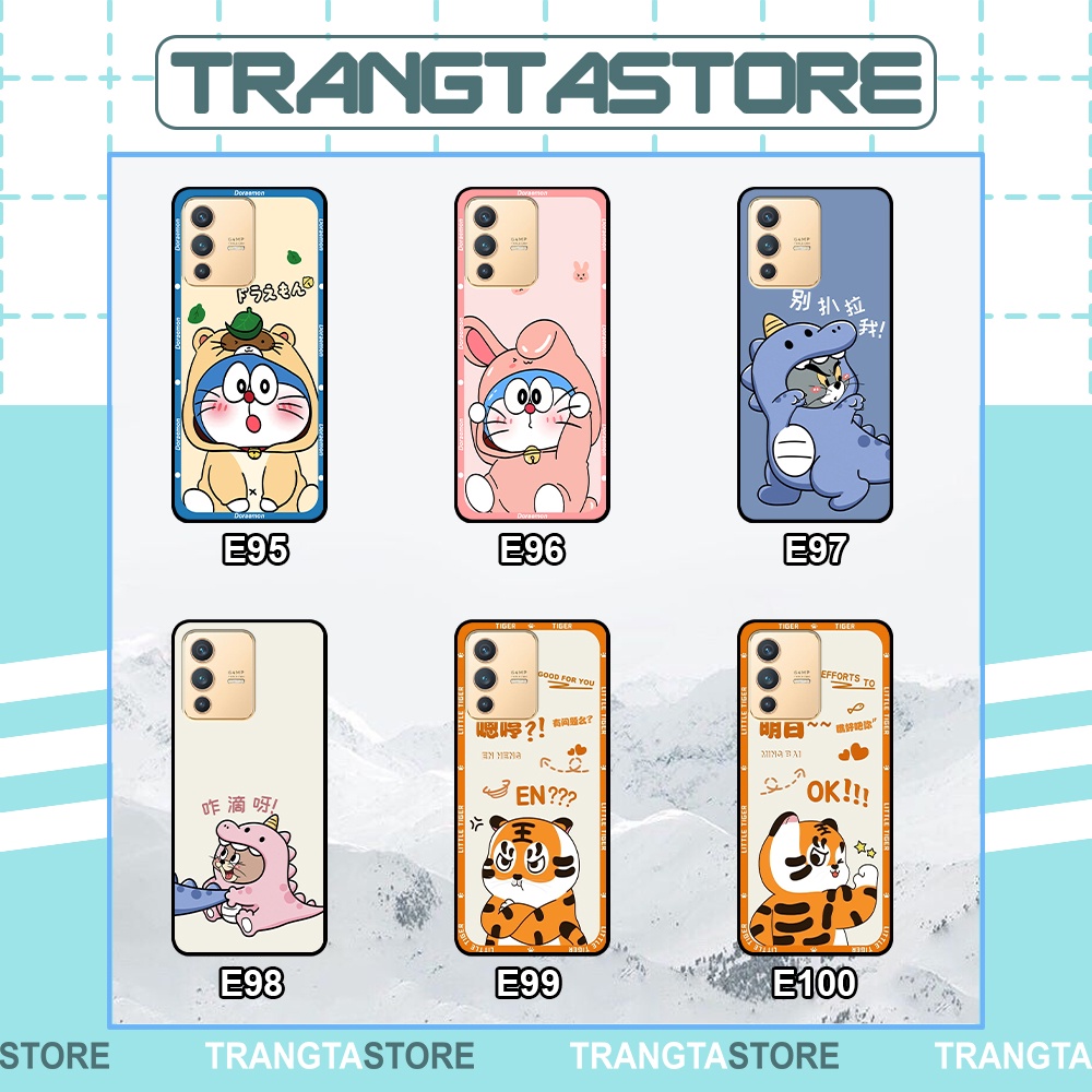 Ốp Vivo V23 5G in hình cặp đôi doremon, hổ, khủng long dễ thương