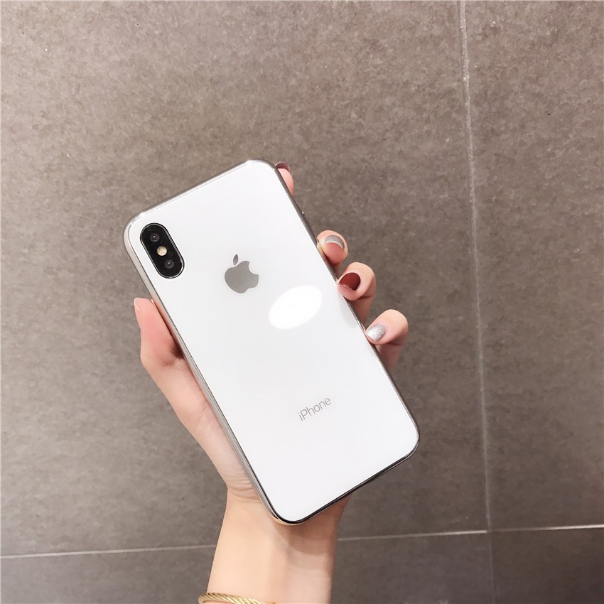 Ốp Iphone Giả Kính Viền Si ( Ốp cứng )