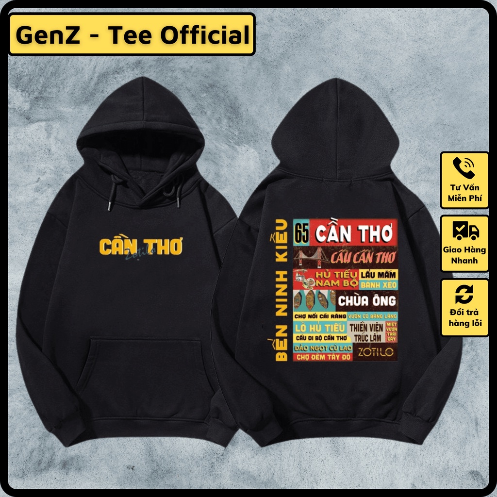 Áo Hoodie Nỉ Local Brand TP Cần Thơ, Áo Hoodie 63 Tỉnh Thành Nam Nữ Form Rộng Unisex Genz Cá Tính