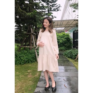 Váy bầu dáng dài 💗 FREESHIP 💗 váy kem đũi mát