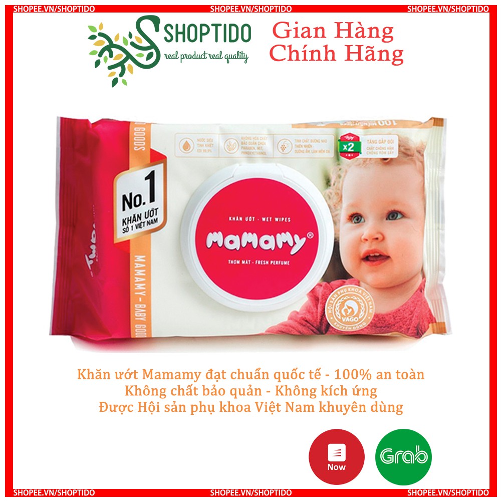 Khăn ướt Mamamy đa năng, an toàn cho cả nhà có nắp 80 - 120 tờ NPP Shoptido