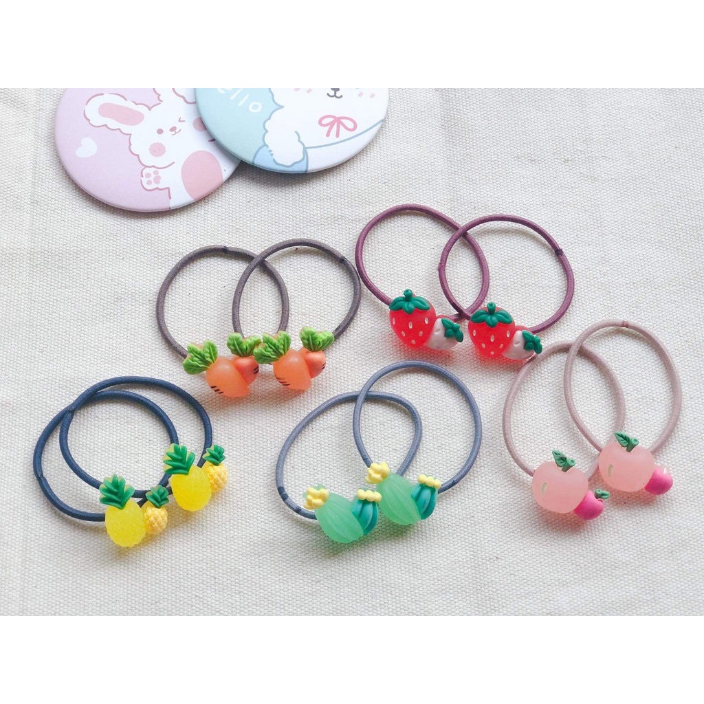 4 dây buộc tóc hình gấu/dâu tây/ khủng long/đám mây đáng yêu cho nữ