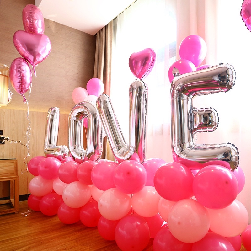 Set bóng bay trang trí phòng cưới size to đủ phụ kiện KK05