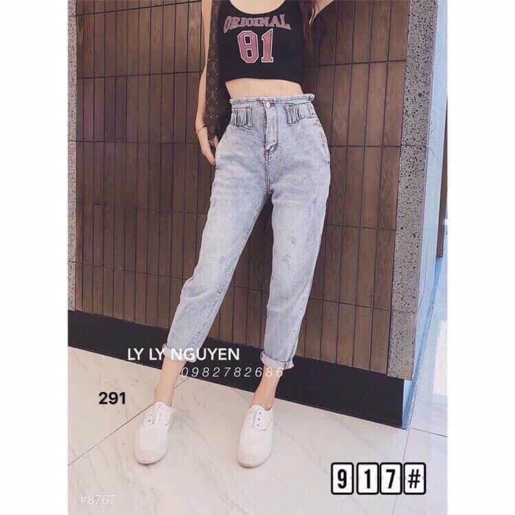 Quần Baggy 💖FREESHIP💖 Quần Jean baggy cạp chun nữ hàng Quảng Châu cao cấp, chất đẹp