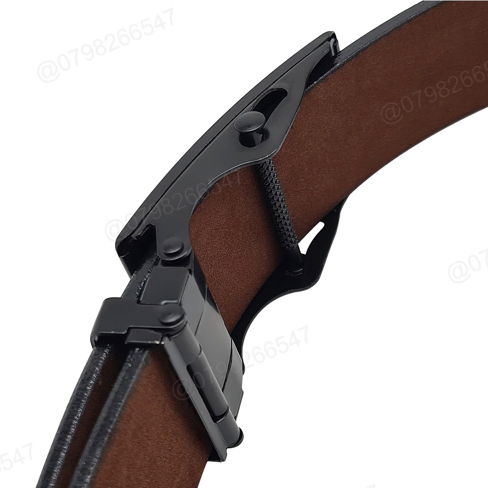 Dây lưng nam cao cấp da PU DHM-390 | Đầu kéo đen nhám hiệu vàng | giao mặt ngẫu nhiên | Bảo hành 12 tháng