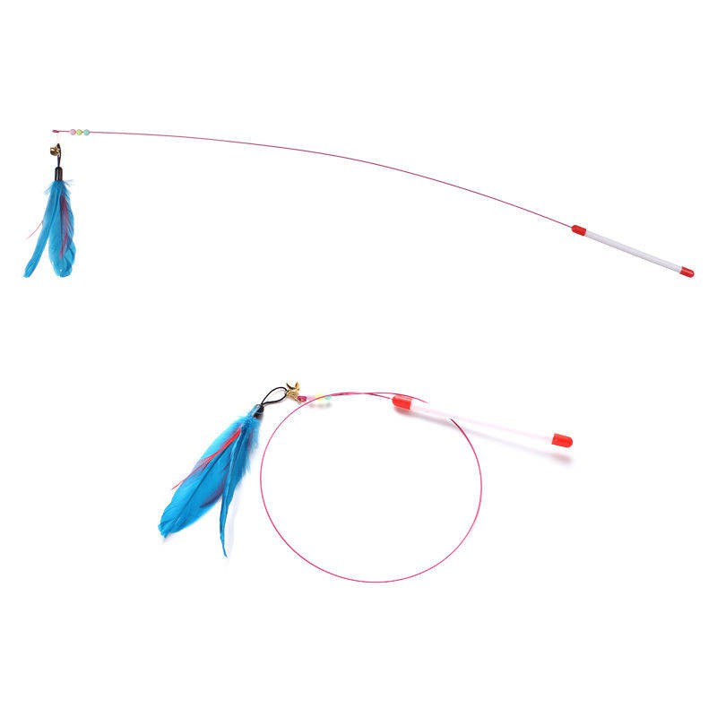 Cat Toy Funny Cat Stick Thép Silk Color Feather Belt Bell Tag Cat Đồ chơi Pet Cat Đào tạo mèo Rod Tương tác tạo tác