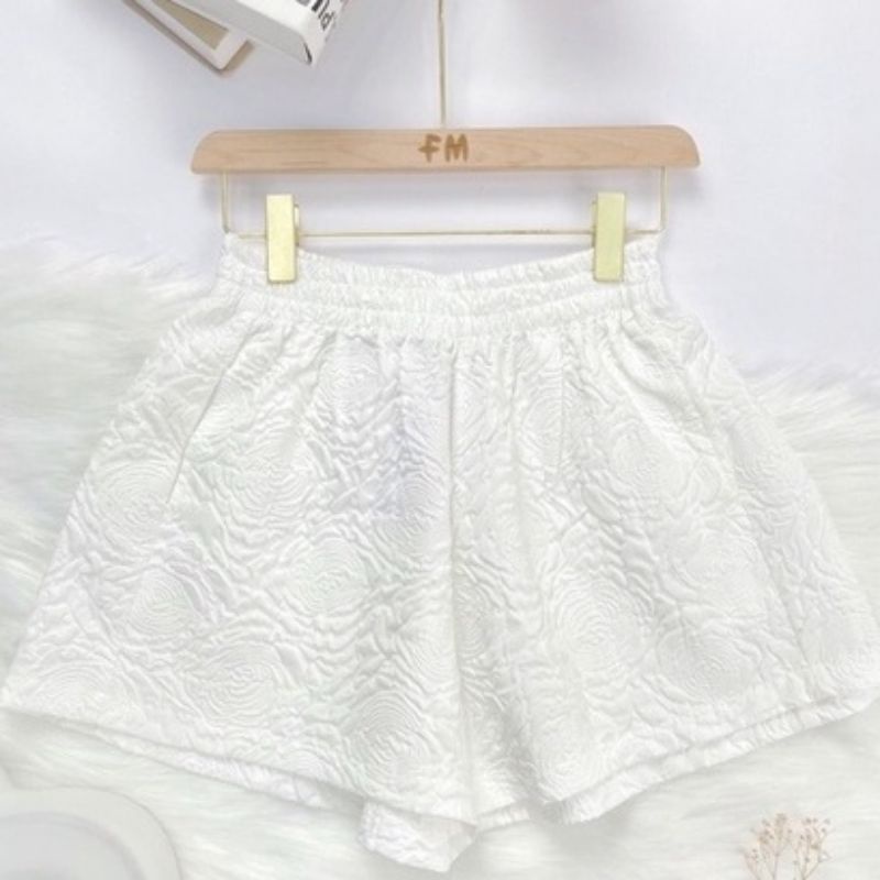 Quần đùi xốp in hoa nổi Ống rộng cực Đẹp(PC)