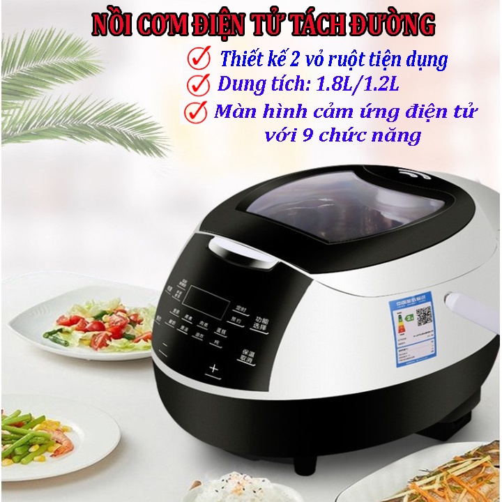 Nồi cơm điện tách đường dung tích 1.8L giúp hạn chế các bệnh về tiểu đường, tim mạch, béo phì