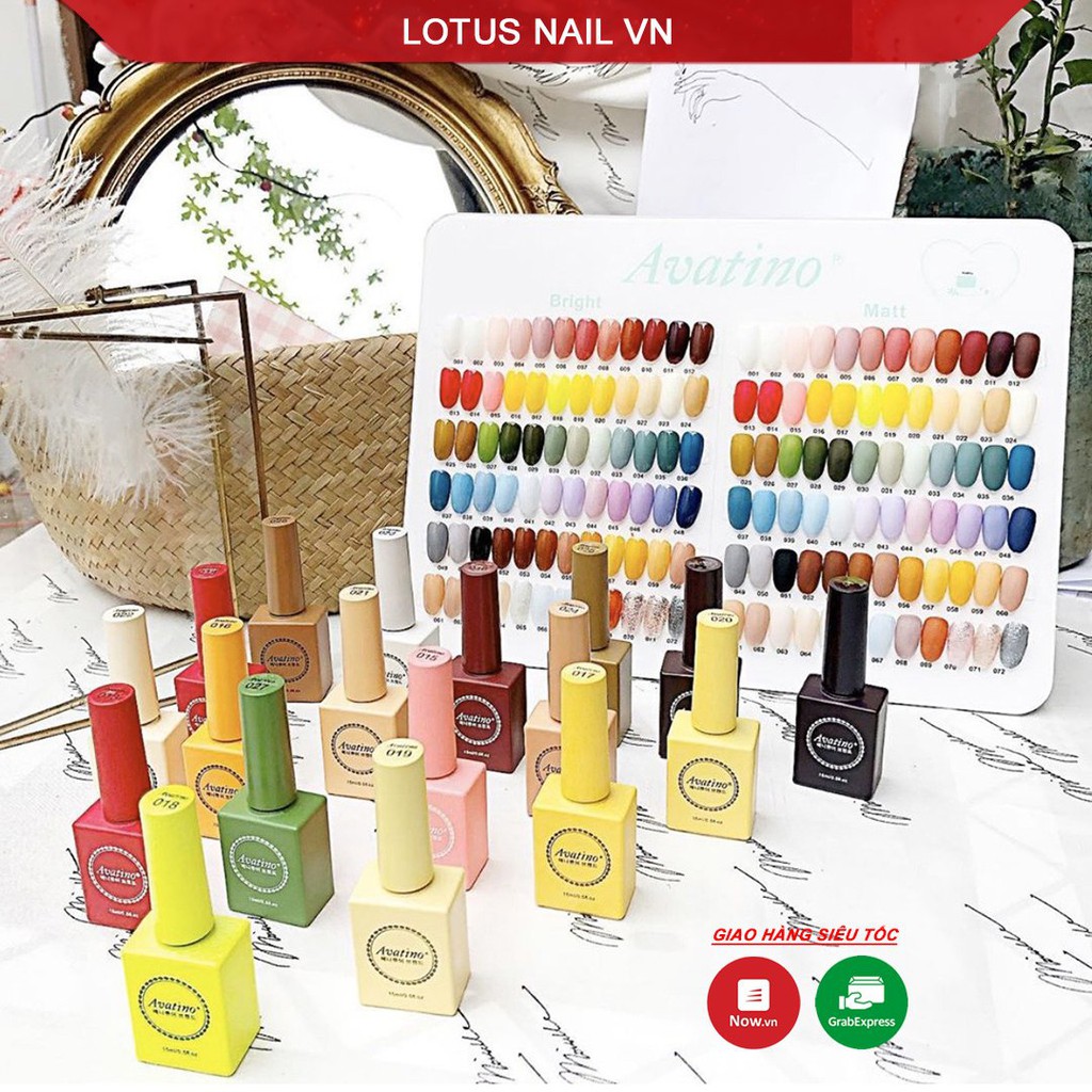 Set sơn gel mỹ Avatino 72 màu cao cấp - tặng kèm bảng màu + base + top + dưỡng viền