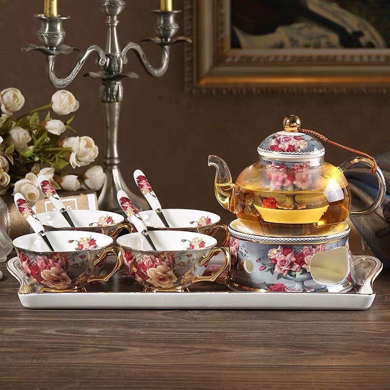 Bộ ấm trà hoa hồng cổ điển phong cách Anh Quốc - CL02