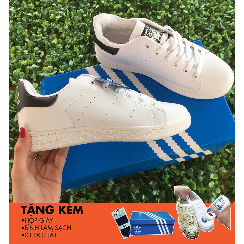 [VIDEO,ẢNH THẬT +FREESHIP] Giày thể thao STAN SMITH nam nữ đen trắng đẹp mới hot2018 (TẶNG HỘP +BÌNH LÀM SẠCH GIÀY +TẤT)