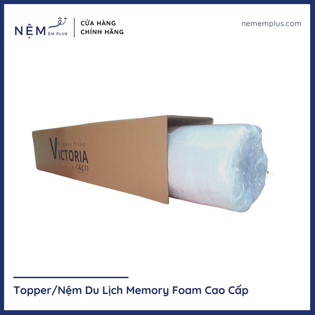 140x200x5cm - Topper Memory Foam Vải Gấm Cao Cấp - Bảo hành 5 năm - Nệm Êm Plus