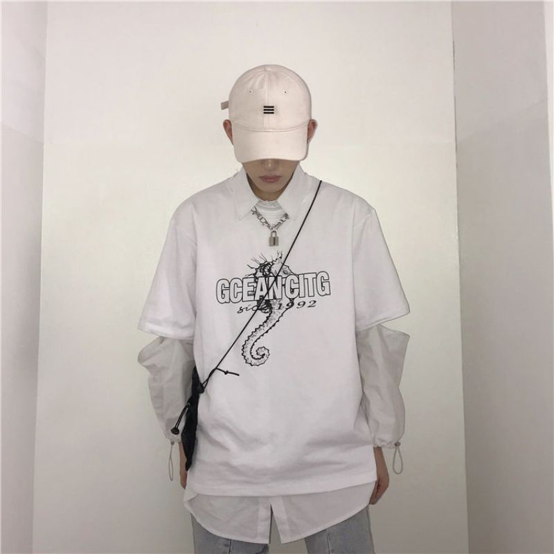 Áo Thun Tay Lỡ Nam Nữ Unisex Form Rộng Ulzzang Cá Ngựa