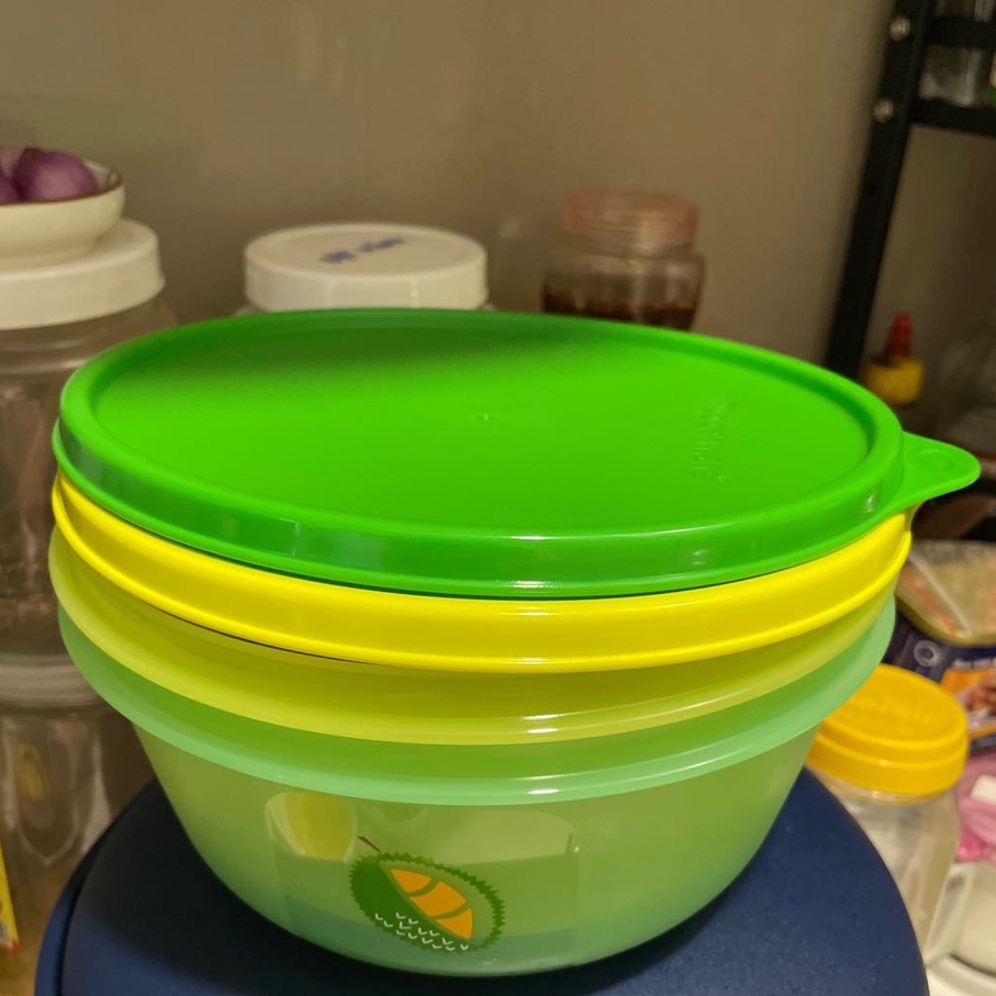 Bát tròn đựng hoa quả sầu riêng, mít chuyên dụng Tupperware - Kín mùi, kín khí, có thể đựng canh, nước dùng, rau sống...