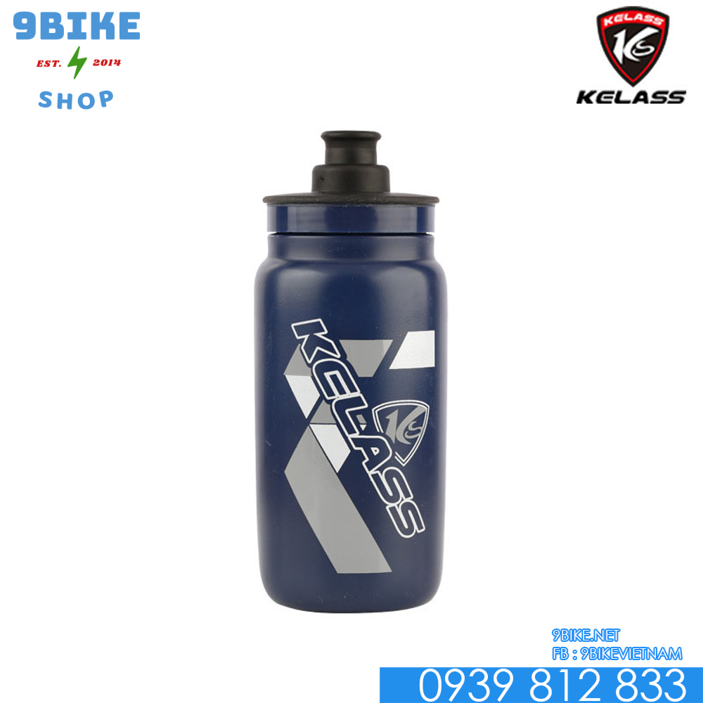 Bình nước xe đạp thể thao 550ml Kelass Đen - Xanh Dương