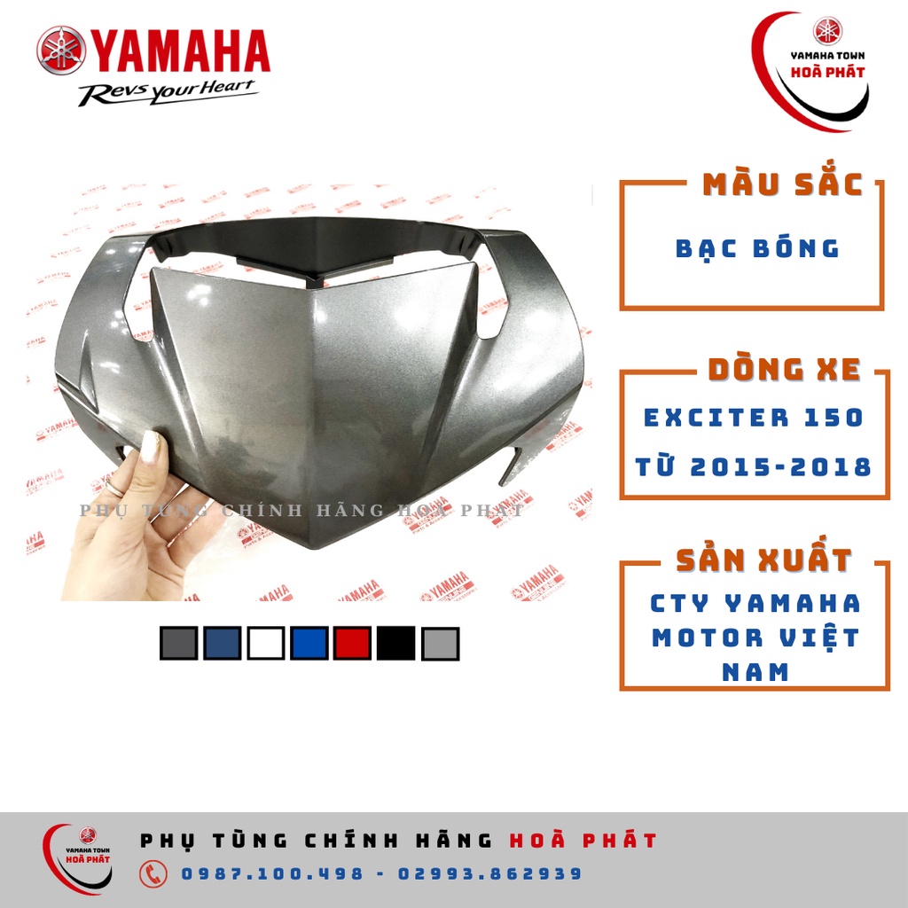 Mão ốp nhựa đầu đèn xe exiter 150, nấp trước tay lái xe exciter 150 chính hãng YAMAHA đời đời xe 2015 - 2018 đủ màu