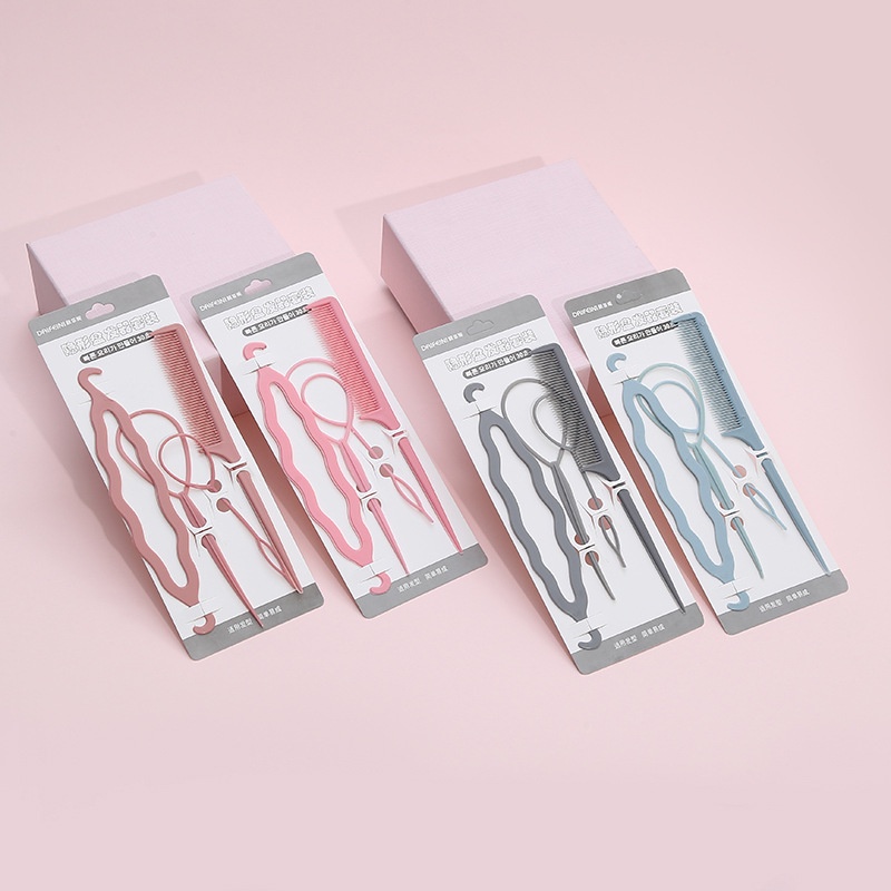 Bộ 4 dụng cụ búi tóc đa năng MÀU PASTEL giá rẻ cho nữ B08