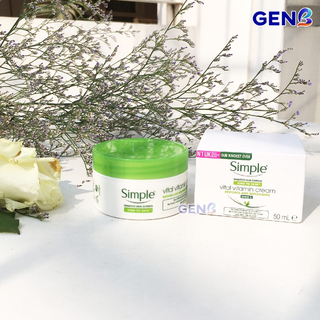 Kem Dưỡng Ẩm SIMPLE Kind To Skin Vital BAN ĐÊM Dưỡng Trắng Da Mặt KHÔNG CỒN Cấp Ẩm Da Khô Da NHẠY CẢM Mỹ Phẩm Auth GENB | BigBuy360 - bigbuy360.vn