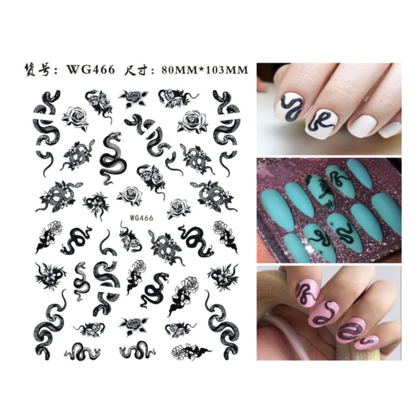 Sticker hoạ tiết rắn, hình dán móng hoạ tiết rắn dán móng tay