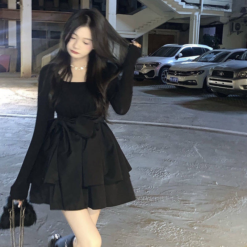 Váy babydoll Đầm Cổ Vuông Eo Cao Thời Trang Mùa Xuân 2022 Phong Cách Pháp Cổ Điển Sang Trọng