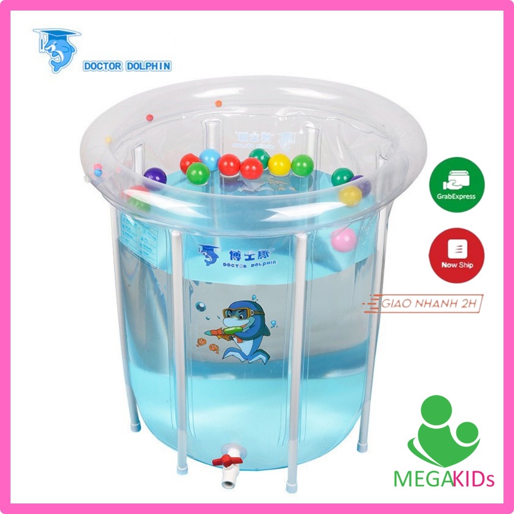 Bể Bơi Thành Cao Doctor Dolphin Cho Bé 80cmx80cm tặng kèm phao đỡ cổ