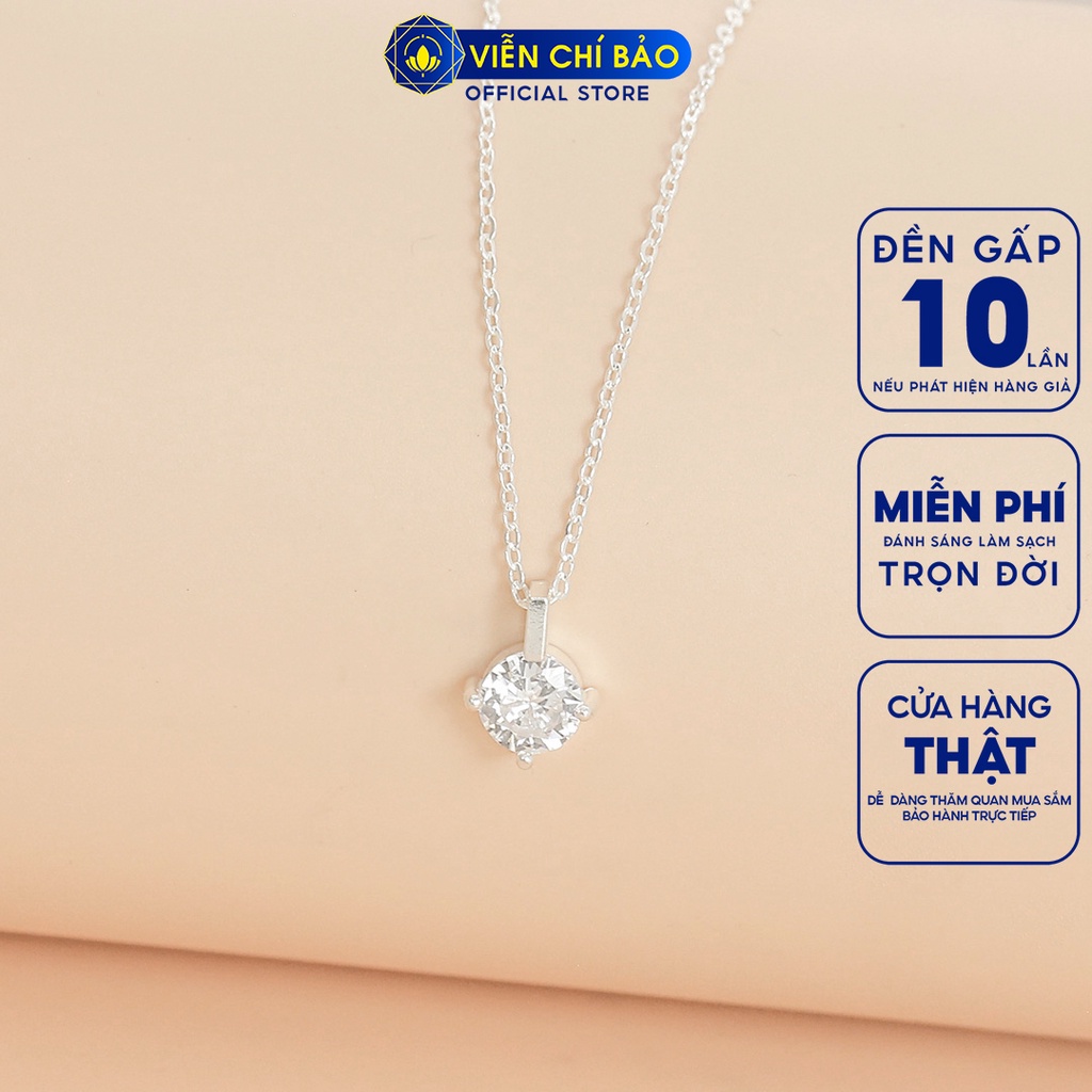 Dây chuyền bạc nữ đính đá nhỏ đơn giản chất liệu bạc 925 thời trang phụ kiện trang sức Viễn Chí Bảo D400473