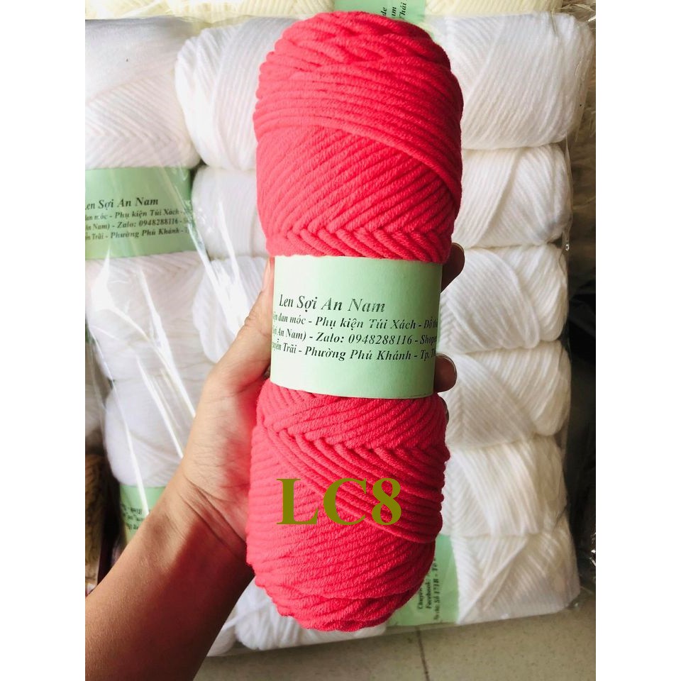 [Bảng 1] Len Cuộn Cotton 3mm - 100gram/cuộn