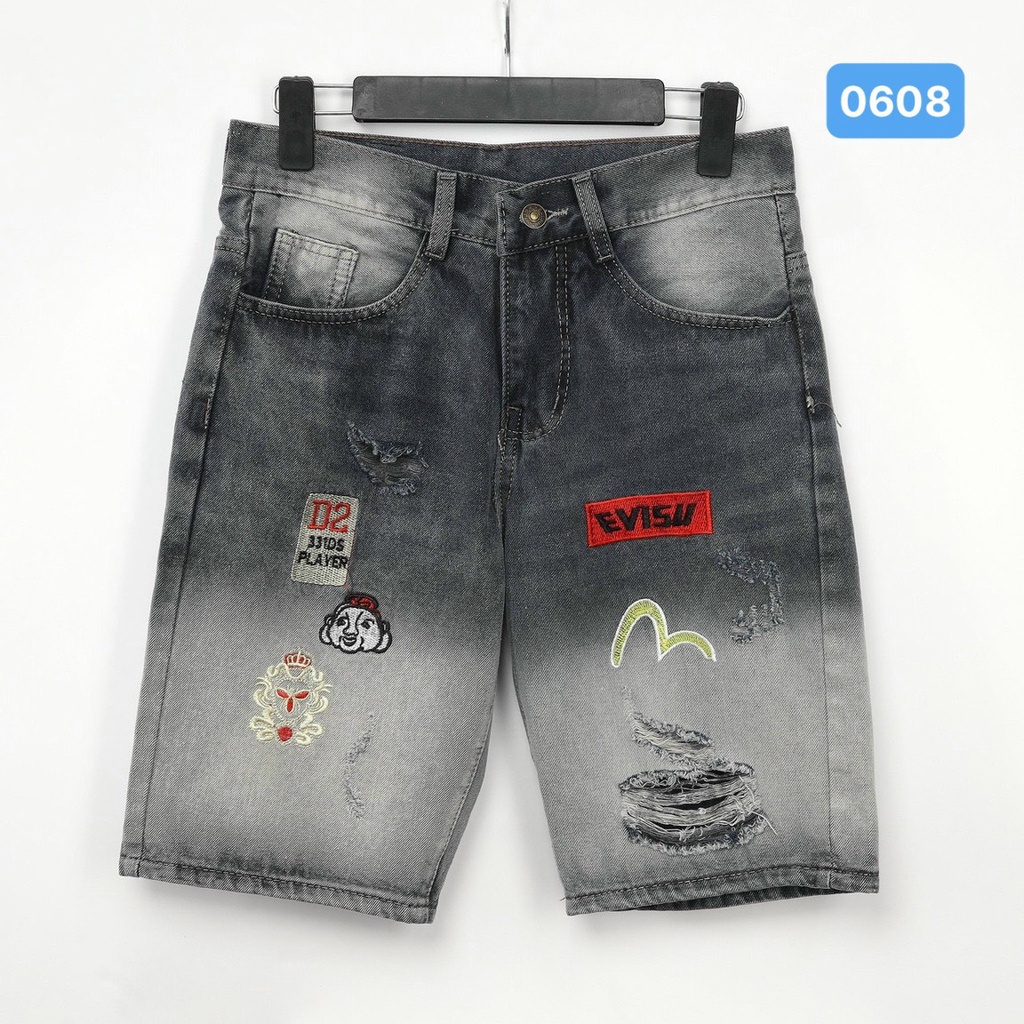 Quần ngố jean nam màu đen xám co giãn OBOKFASHION chất bò dễ phối đồ cao cấp phong cách hàn quốc QJN258