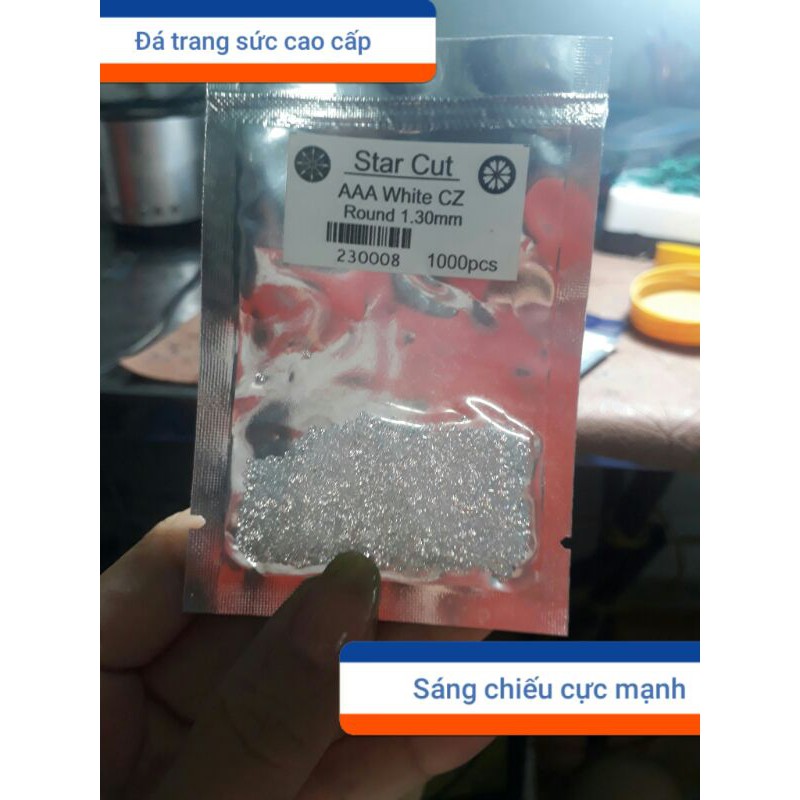 Combo 50 viên đá trang sức cao cấp 1.3 mm sáng chiếu lung ling