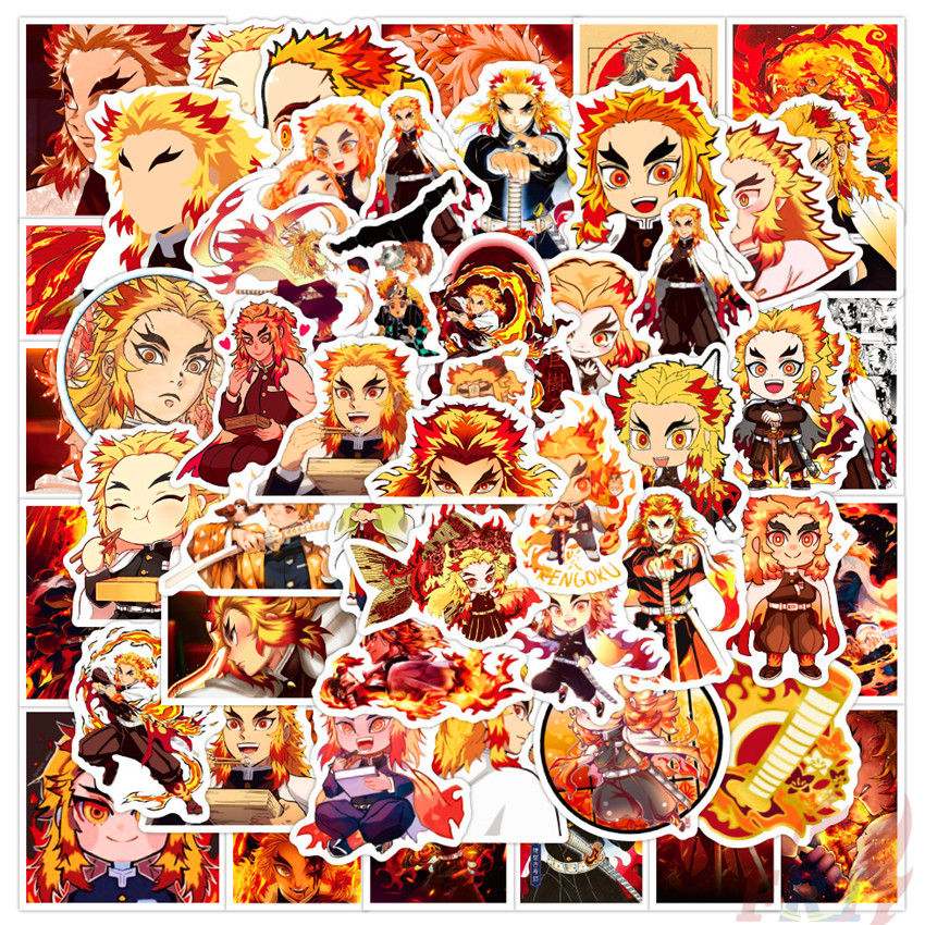 Set 50 miếng dán trang trí chống thấm nước họa tiết anime Demon Slayer thời trang DIY