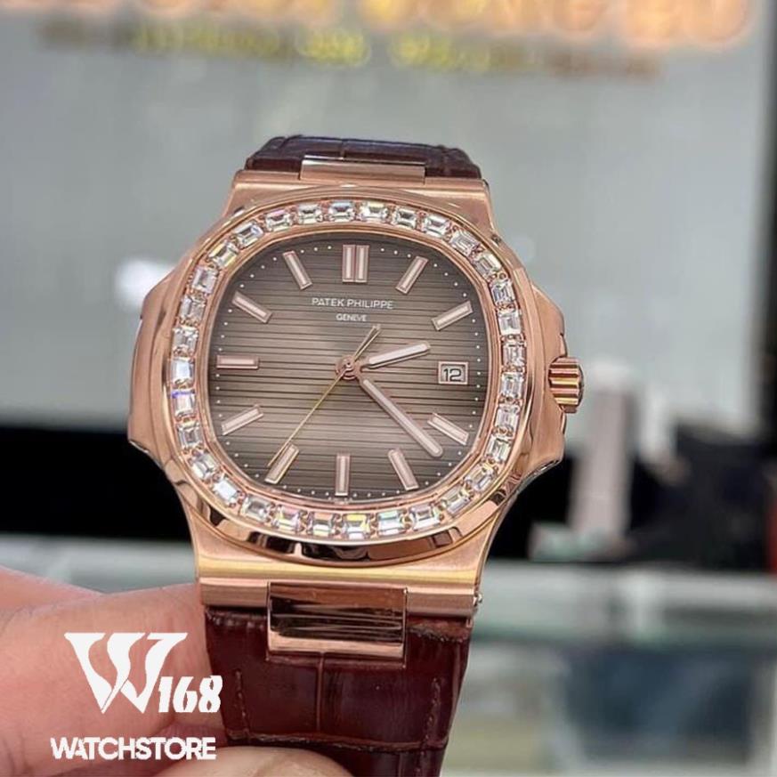 Đồng Hồ Nam PT Philip Cơ Automatic Nhật, Mặt Saphire 41-42mm mặt vuông viền đá 3 MÀU nổi bật, Chống Nước 5ATM