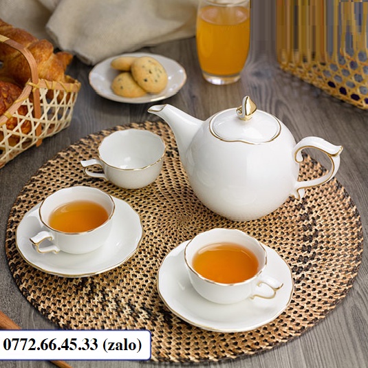 Bộ bình tách trà mẫu đơn chỉ vàng sứ Minh Long - bộ bình tách trà Mẫu Đơn chỉ vàng