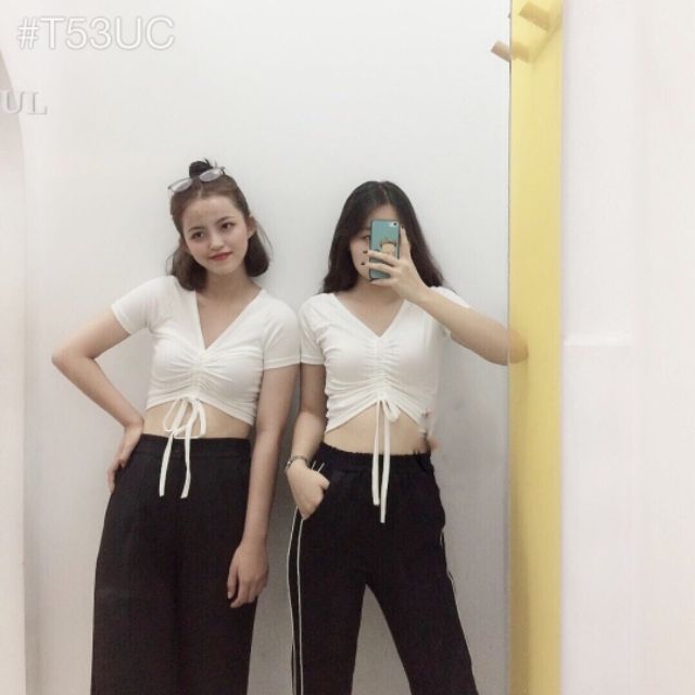 LH39- Áo croptop body dây rút ngực sexy