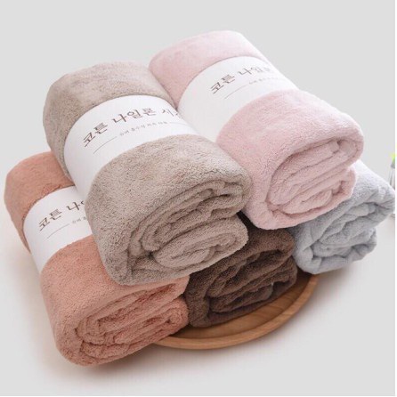 Khăn tắm lông Hàn Quốc màu trơn size lớn 70x140cm,