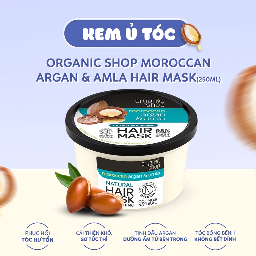 Kem ủ tóc phục hồi hư tổn Bơ Mật ong Organic Shop Hair Mask Honey &amp; Avocado 250ml
