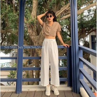 áo crop top cài cúc cổ tim