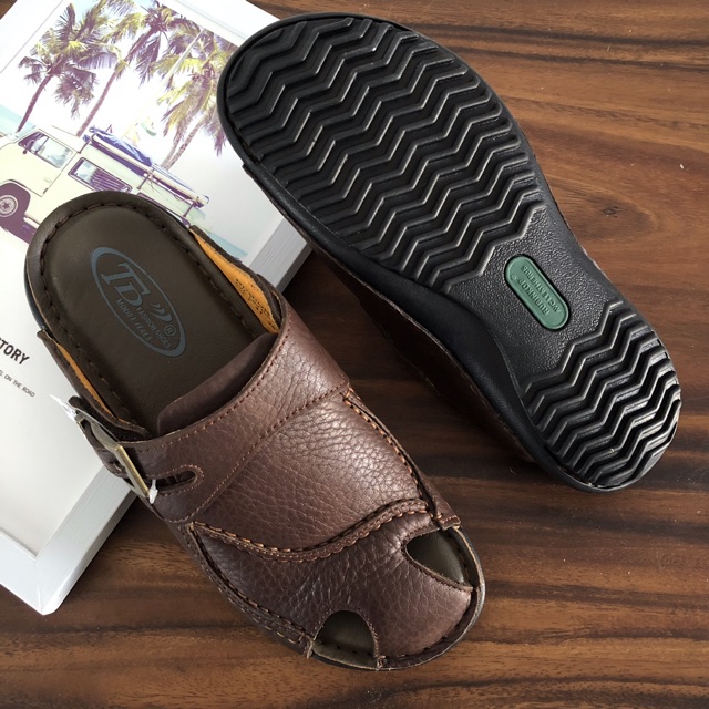 Dép da bít mũi da thật đế siêu êm và bền dành cho người trung niên và lớn tuổi