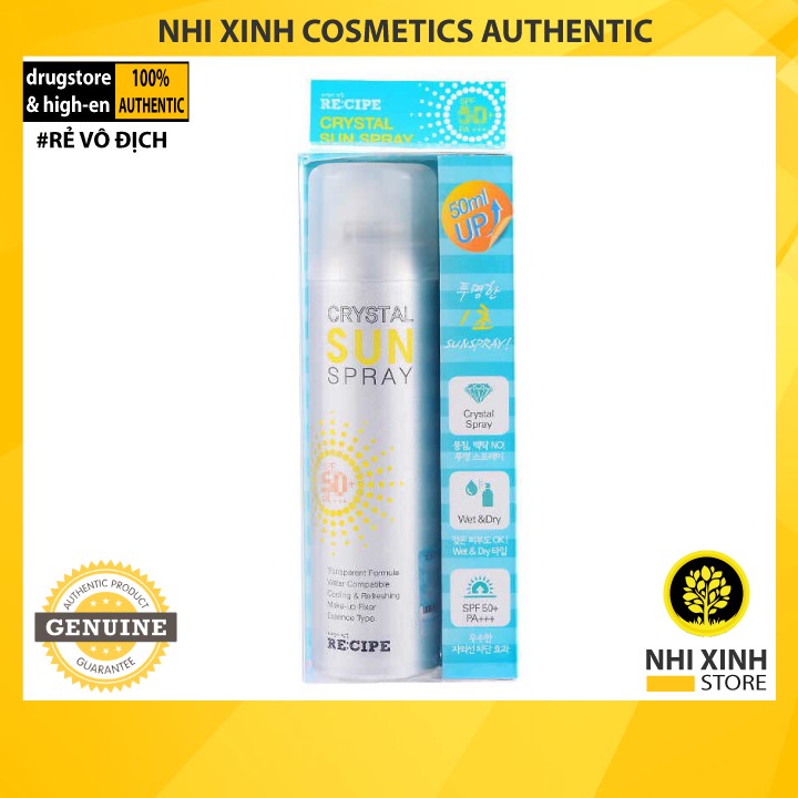 Xịt Chống Nắng Recipe Crystal Sun Spray SPF 50+ PA+++