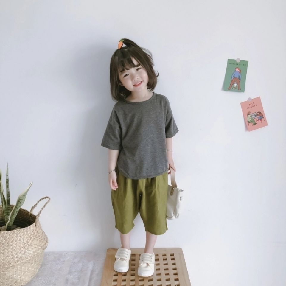 [Babycat Hàng Có Sẵn Bộ Áo + Quần Dài Vải Lanh Cotton Thoáng Khí Phong Cách Nhật Hàn Nhật Bản Thời Trang Mùa Hè Cho Bé Trai Và Bé Gái