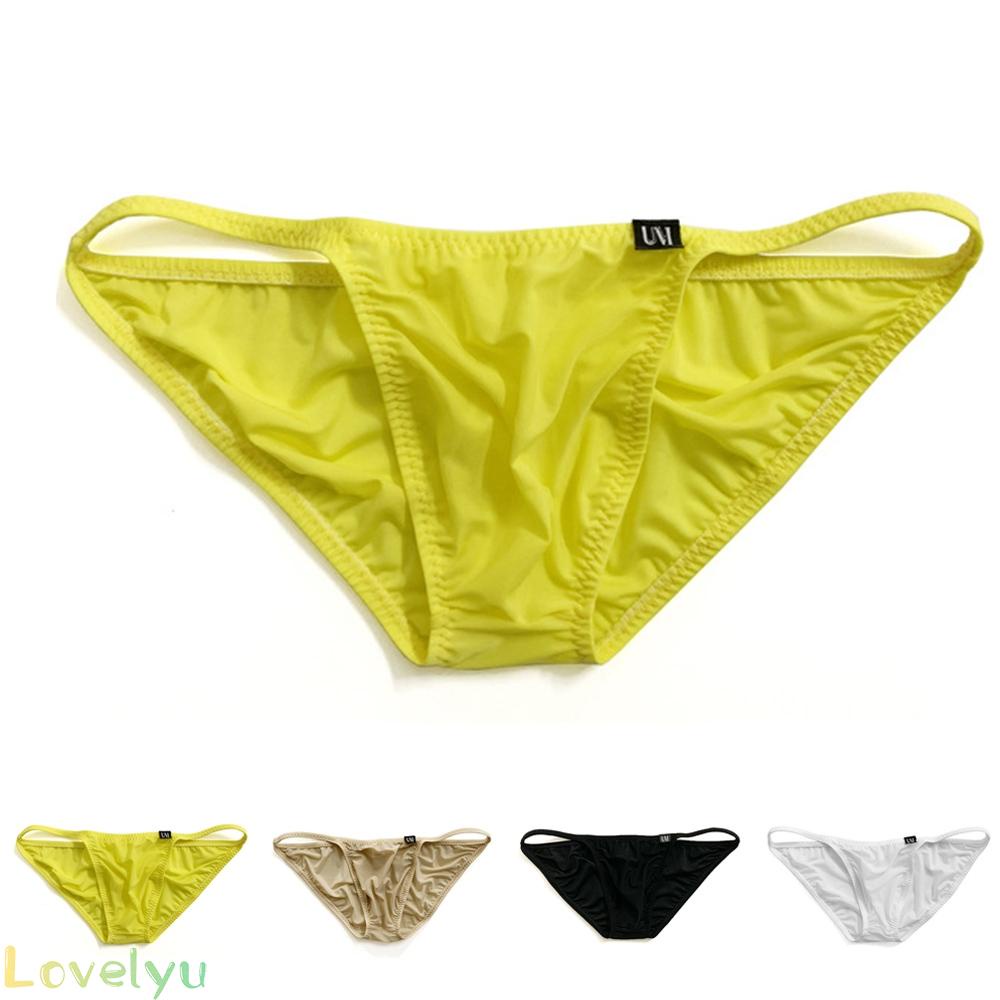 【Ready Stock】Men Translucent Thong Underwear Low-Waist Sexy Pouch Briefs Soft Underwear Nylon@New