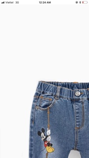 Quần jeans mềm mickey jumping cạp chun