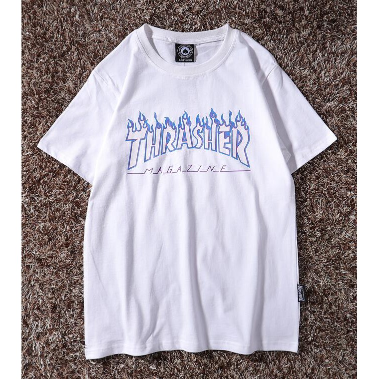 Áo Thun Cotton Tay Ngắn In Chữ Thrasher Magazine Cá Tính Cho Nam Và Nữ